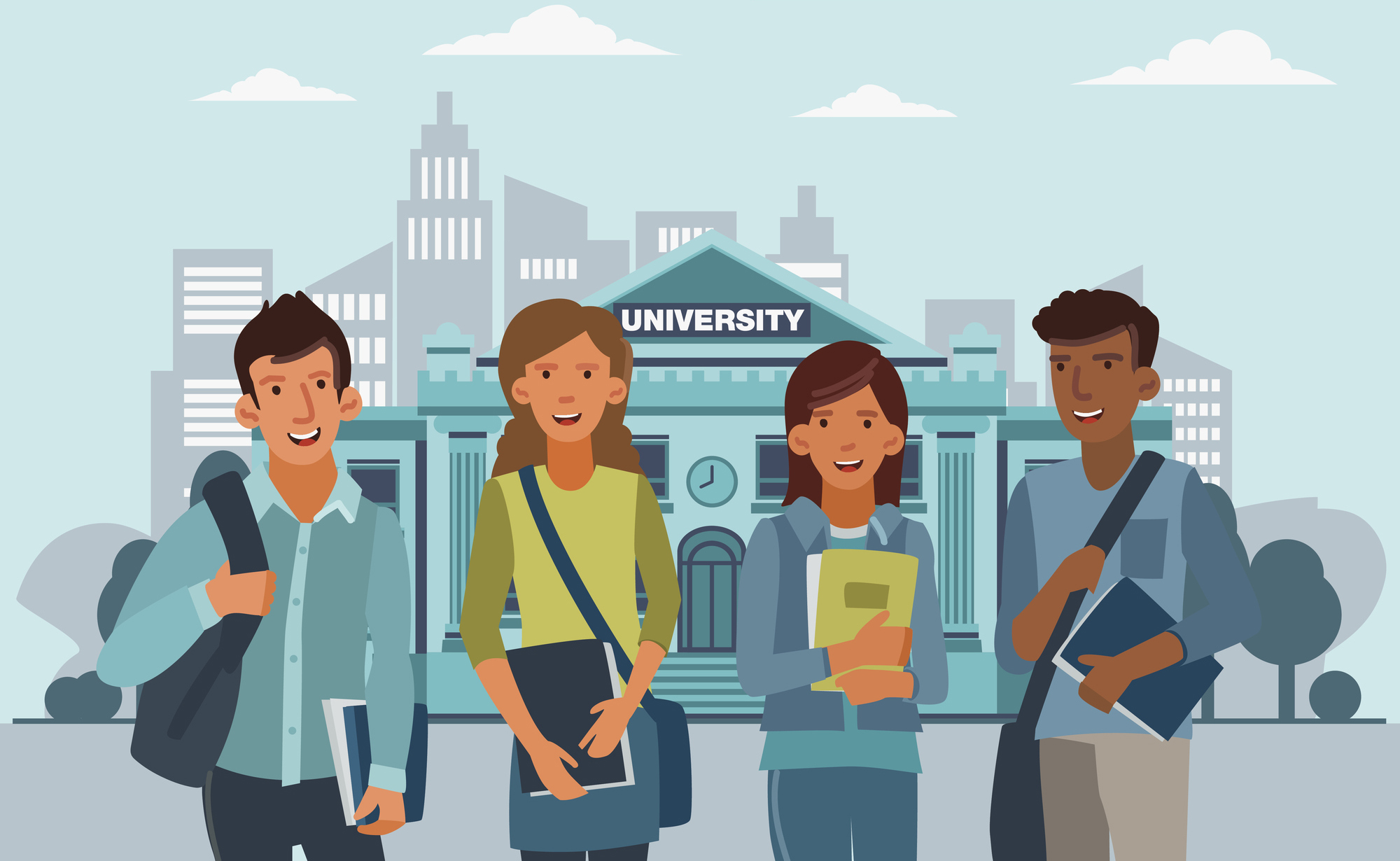 Happy and smiling group student